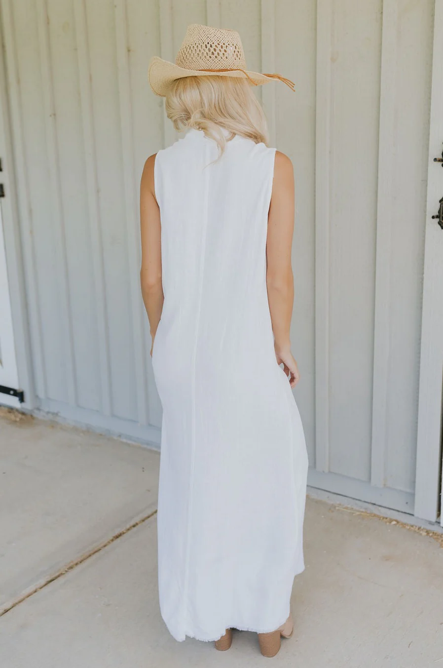 Alayna White Linen Sleeveless Maxi Dress - Image 12