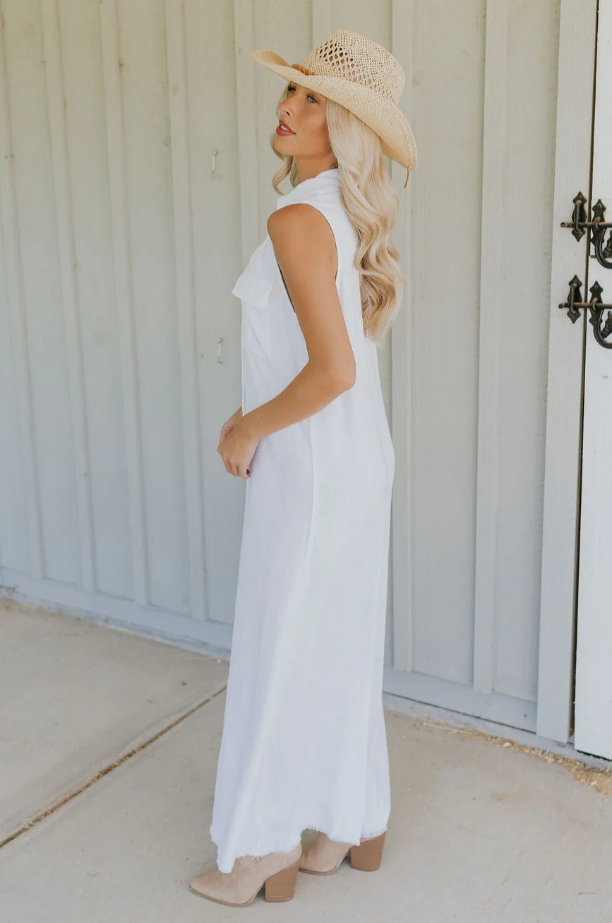 Alayna White Linen Sleeveless Maxi Dress - Image 5