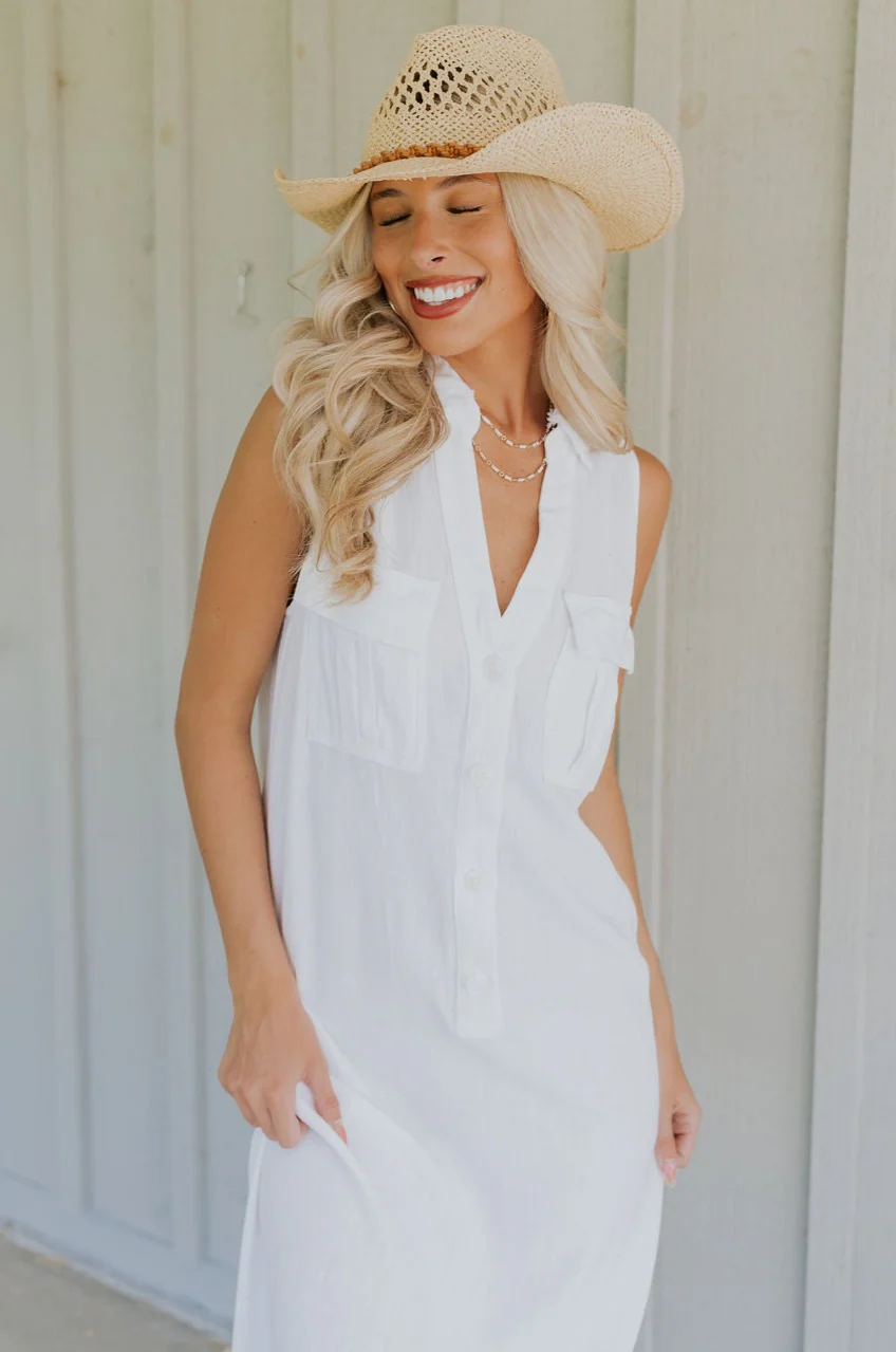 Alayna White Linen Sleeveless Maxi Dress - Image 7
