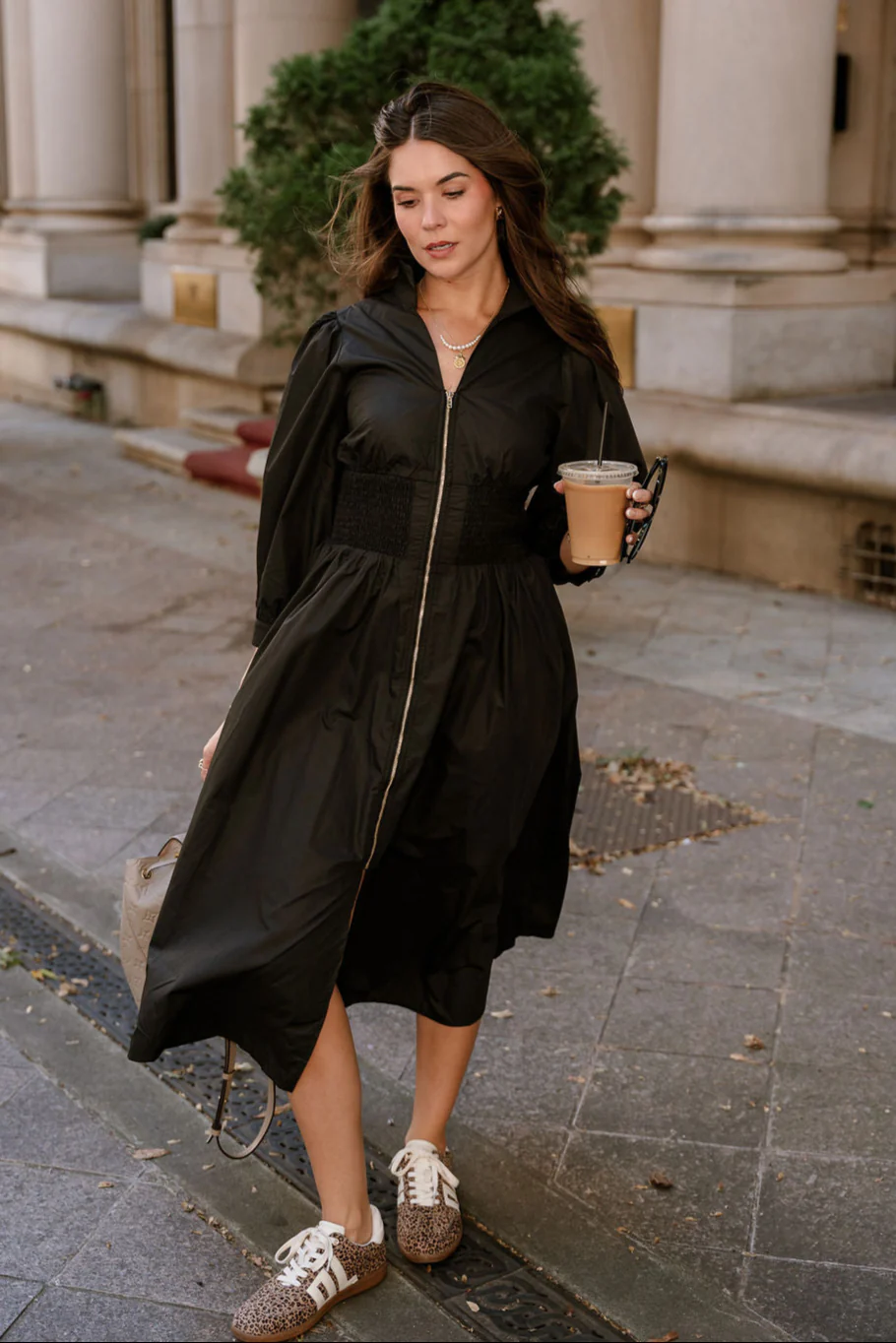 Aleena Black & Gold Zip-Up Midi Dress - Image 6