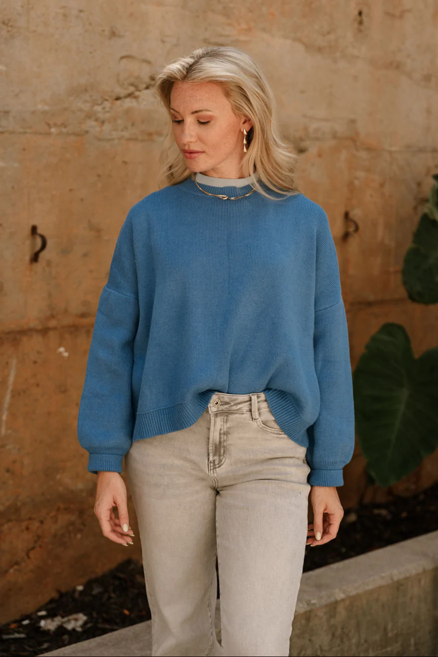 Aleena Blue Knit Sweater