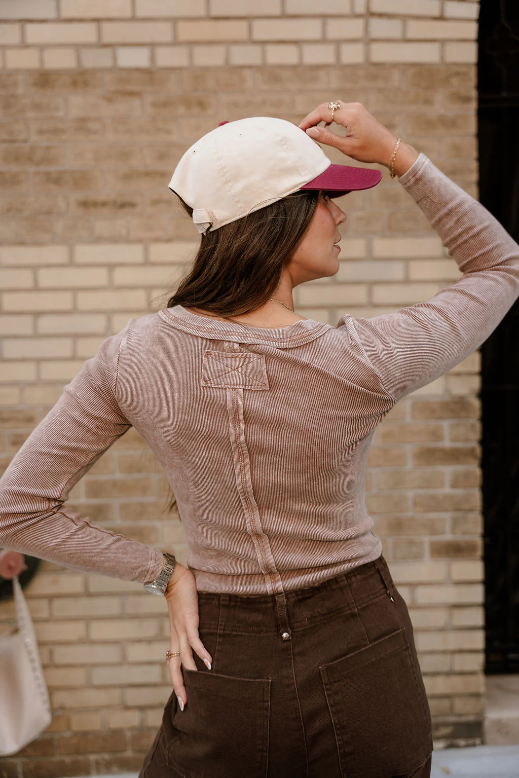 Aleena Washed Mocha Ribbed Top - Image 10