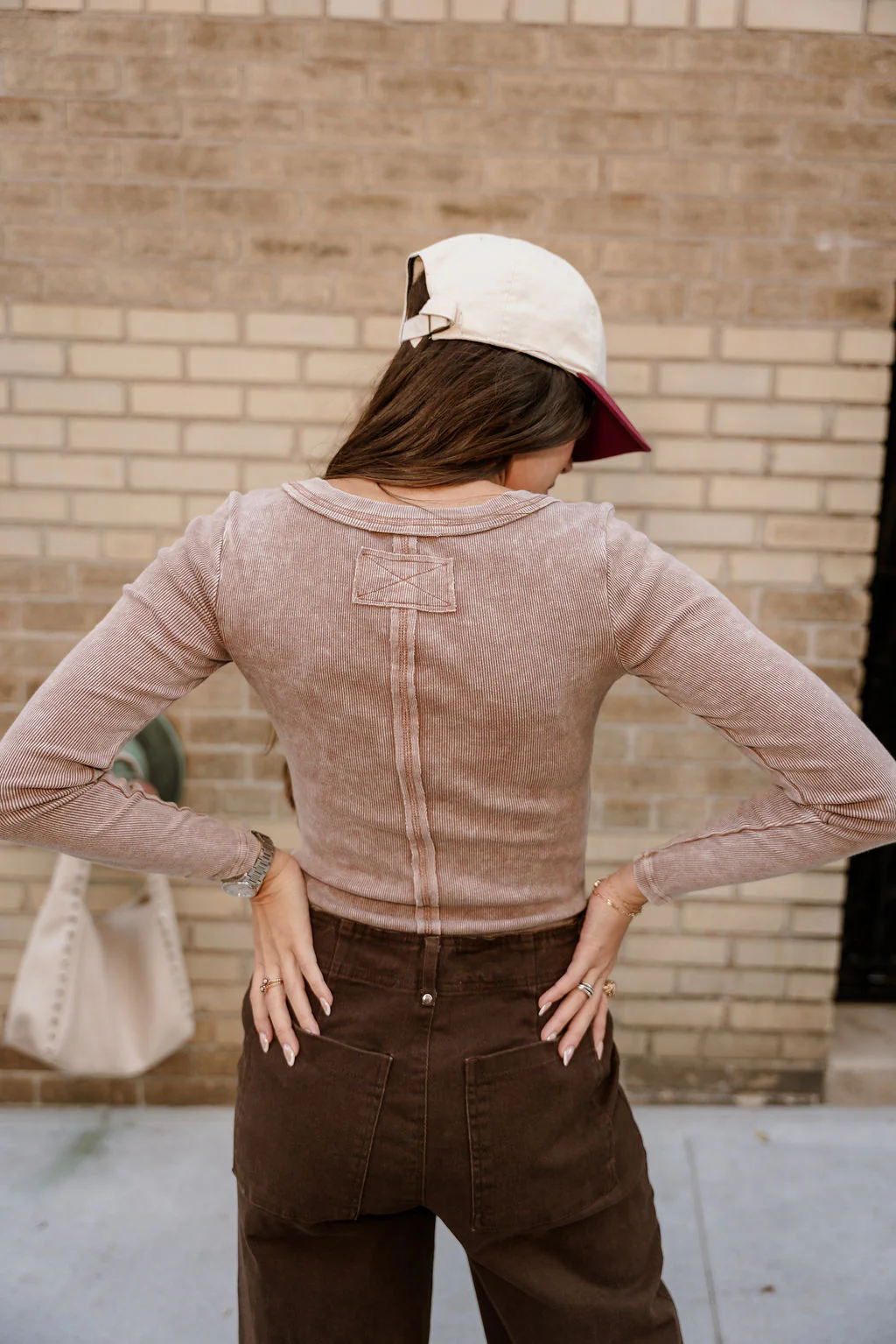 Aleena Washed Mocha Ribbed Top - Image 11