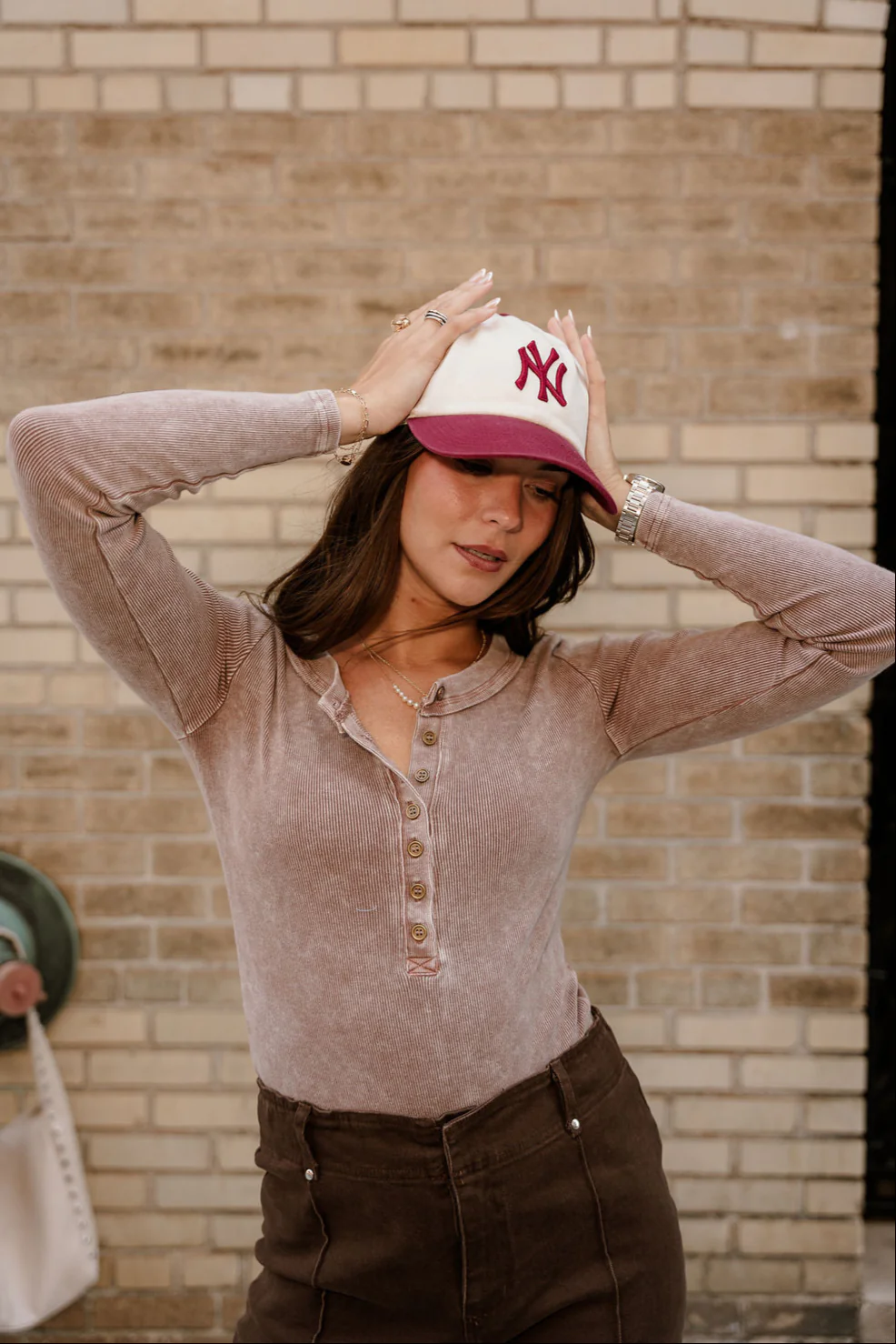 Aleena Washed Mocha Ribbed Top - Image 6