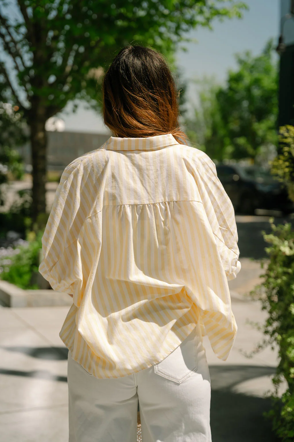 Aleena Yellow & White Stripe Top - Image 4