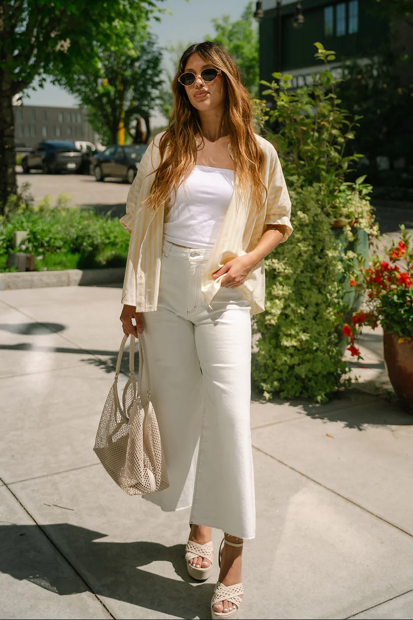 Aleena Yellow & White Stripe Top - Image 5