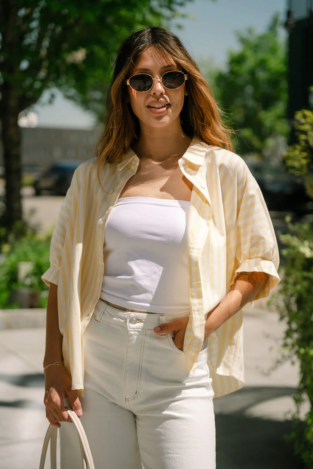 Aleena Yellow & White Stripe Top - Image 7