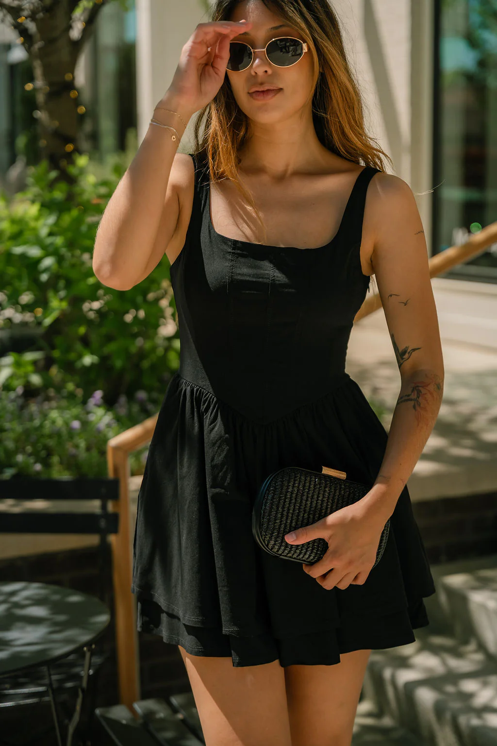 Alexa Black Flare Mini Dress