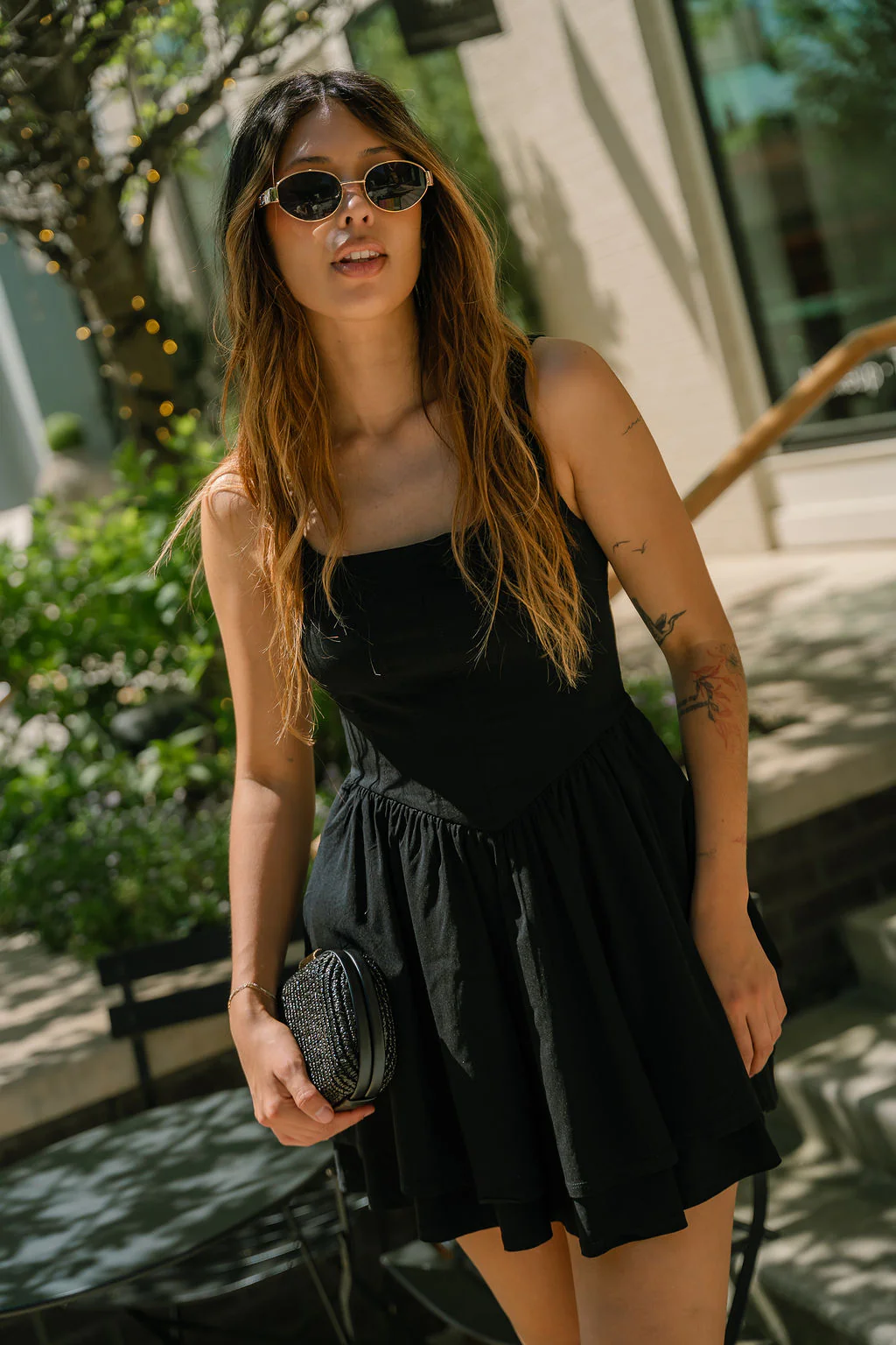 Alexa Black Flare Mini Dress - Image 2