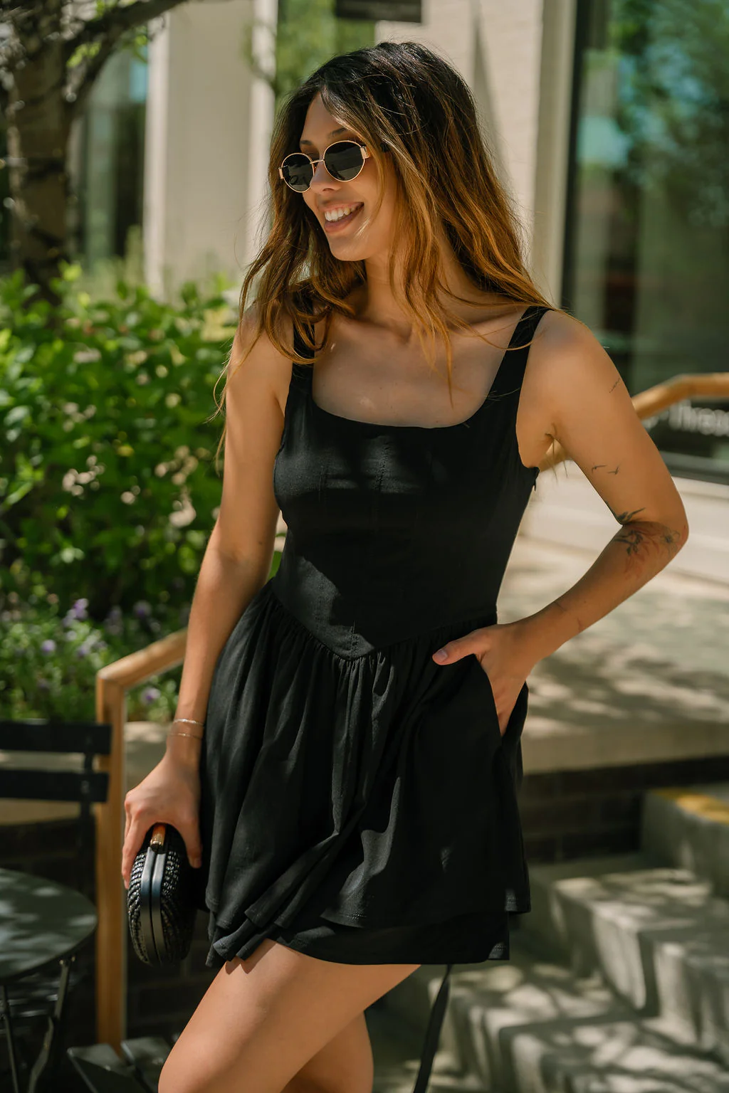 Alexa Black Flare Mini Dress - Image 3