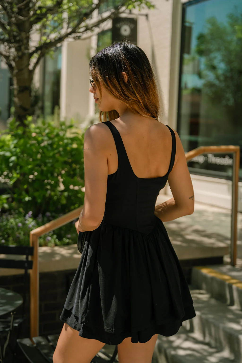 Alexa Black Flare Mini Dress - Image 4