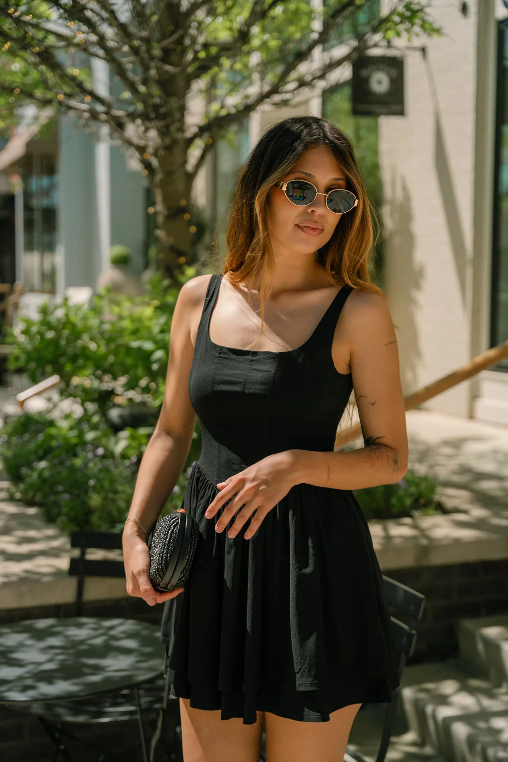 Alexa Black Flare Mini Dress - Image 5