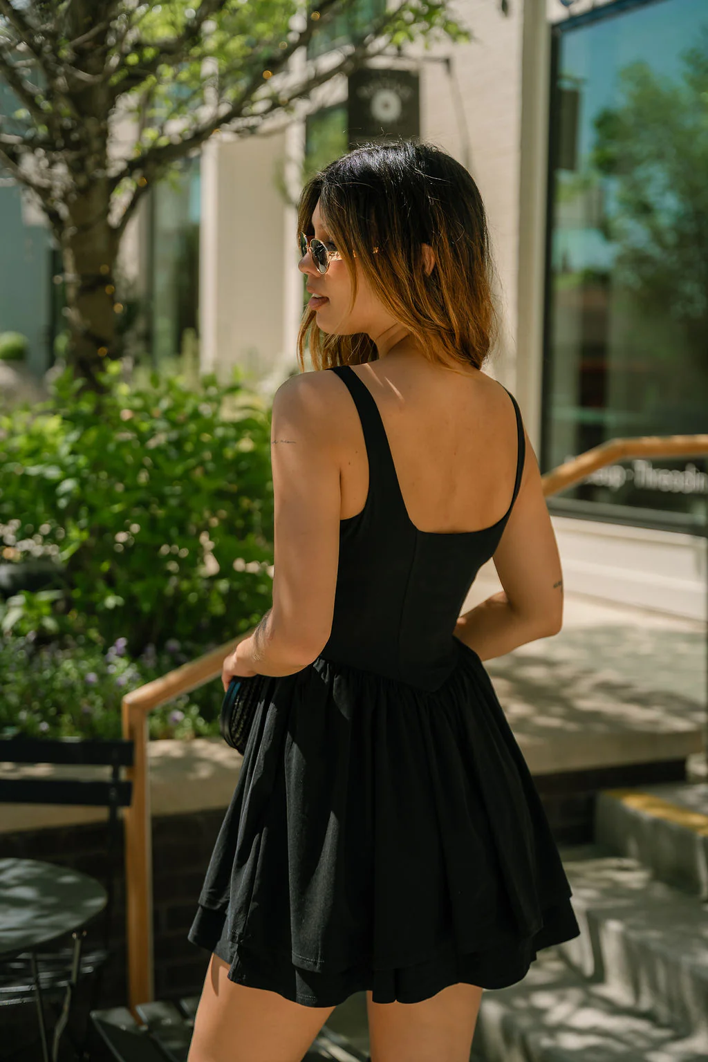 Alexa Black Flare Mini Dress - Image 6