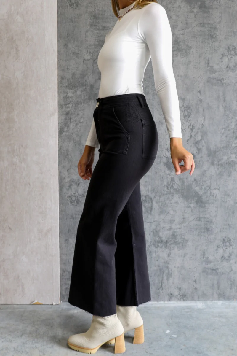 Alexa Black High-Waisted Wide Leg Pants - Image 3
