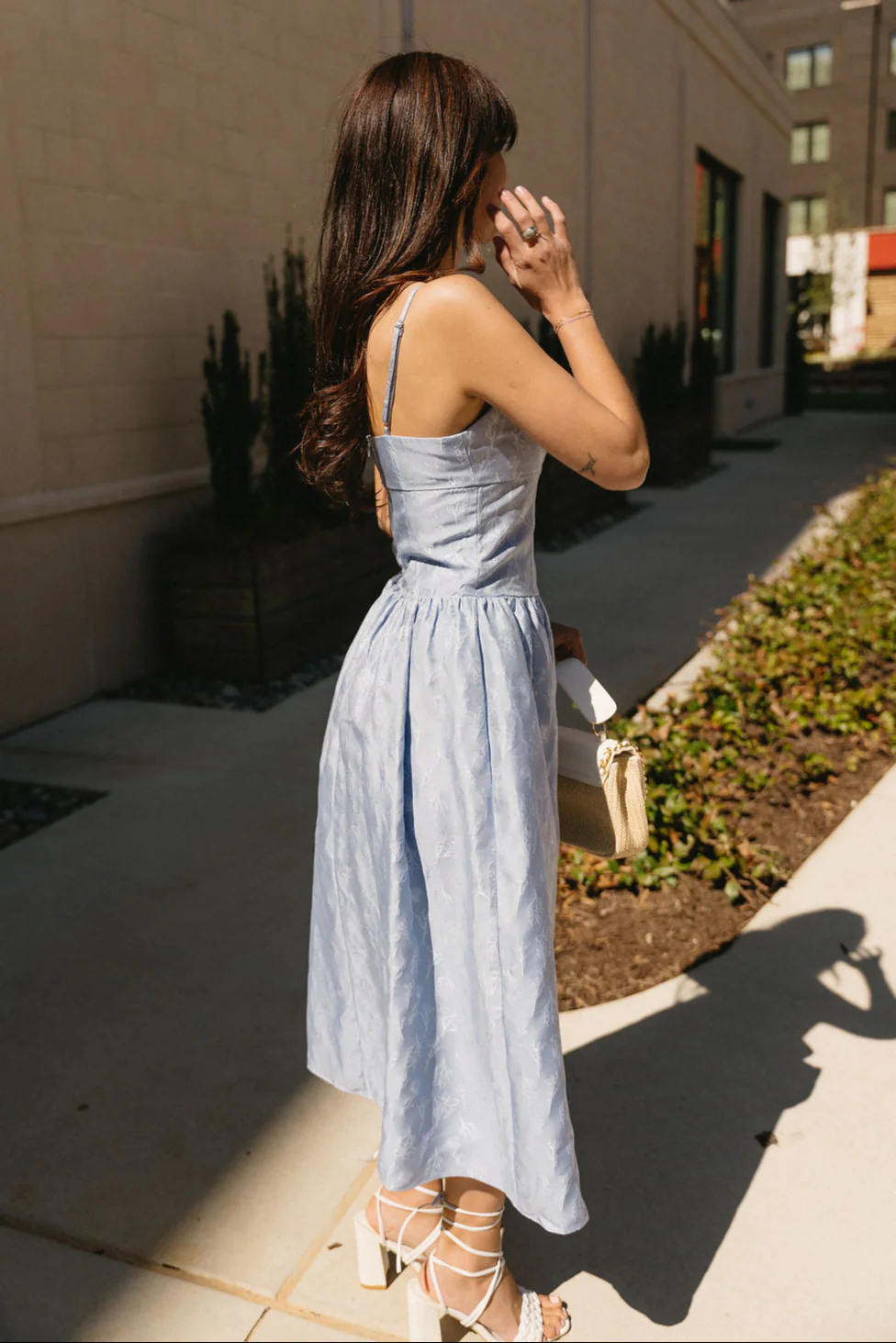Alexa Dusty Blue Floral Midi Dress - Image 5