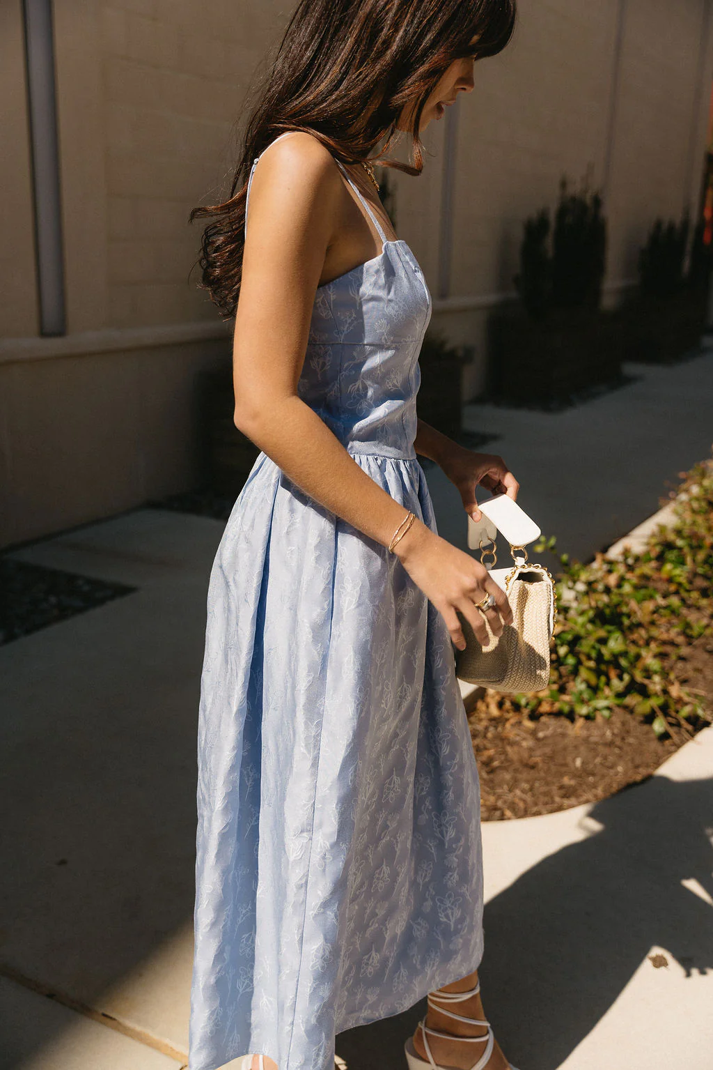 Alexa Dusty Blue Floral Midi Dress - Image 6