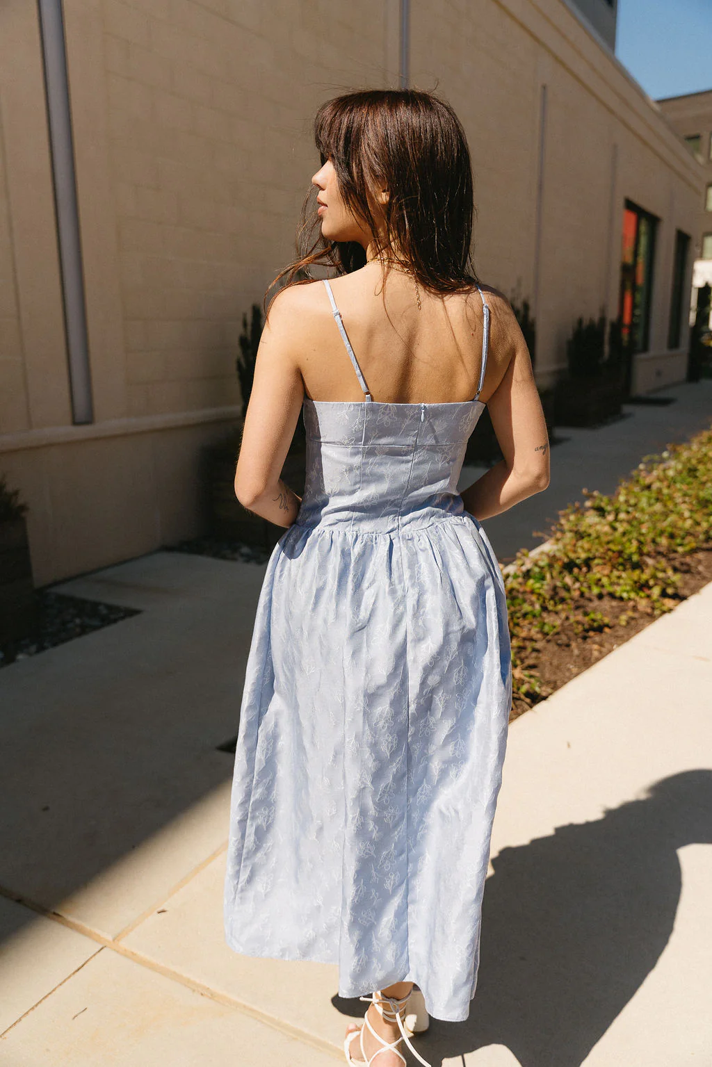 Alexa Dusty Blue Floral Midi Dress - Image 7