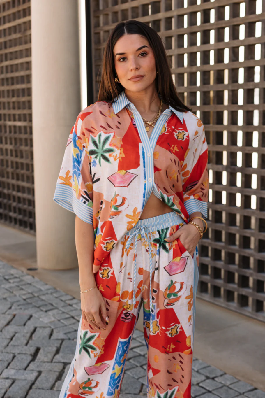 Alexa Multi Tropical Short Sleeve Top - Image 2