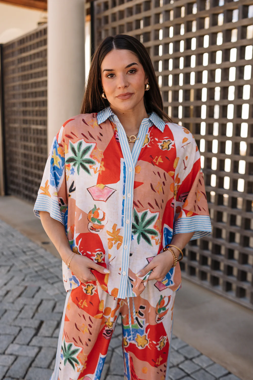 Alexa Multi Tropical Short Sleeve Top - Image 7