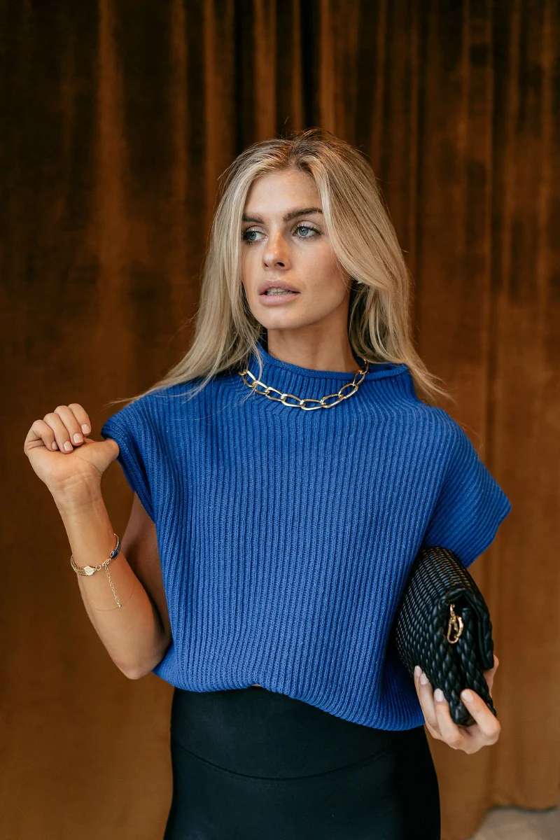 Alexandra Cobalt Blue Sleeveless Sweater