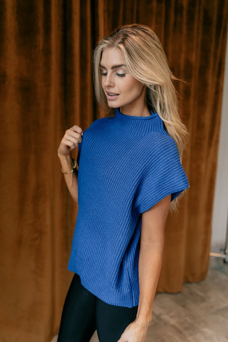 Alexandra Cobalt Blue Sleeveless Sweater - Image 3