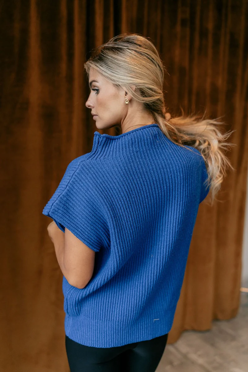 Alexandra Cobalt Blue Sleeveless Sweater - Image 4