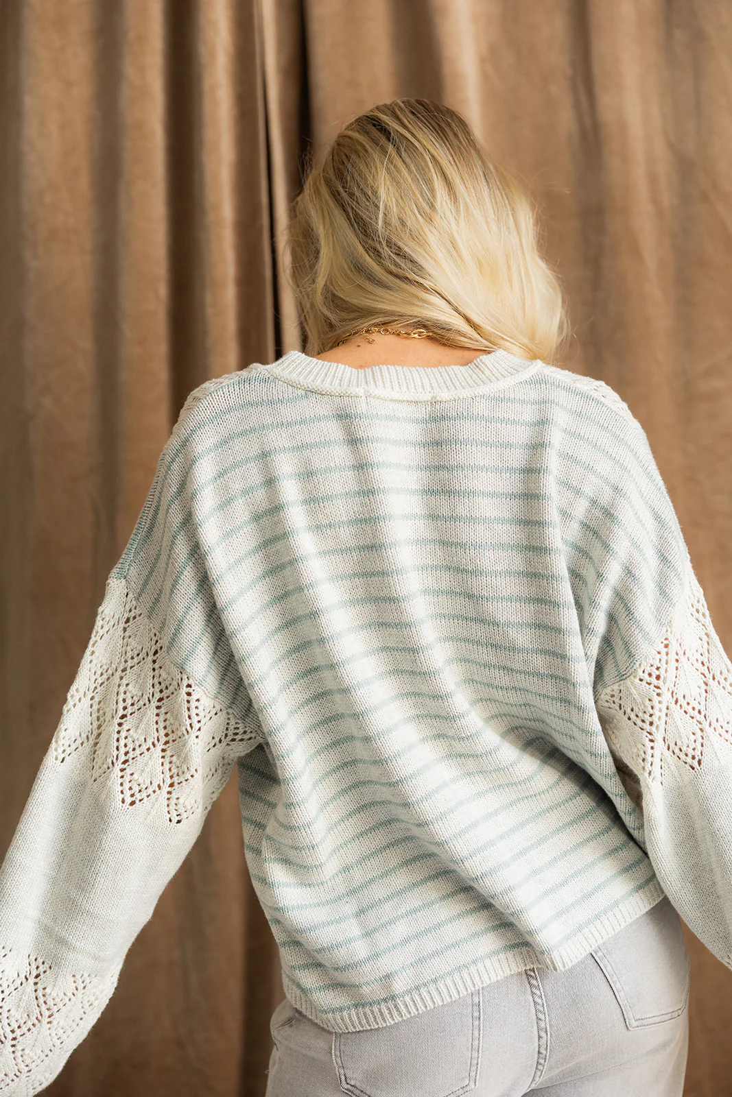 Alexandra Dark Sage & Heather Grey Sweater - Image 3