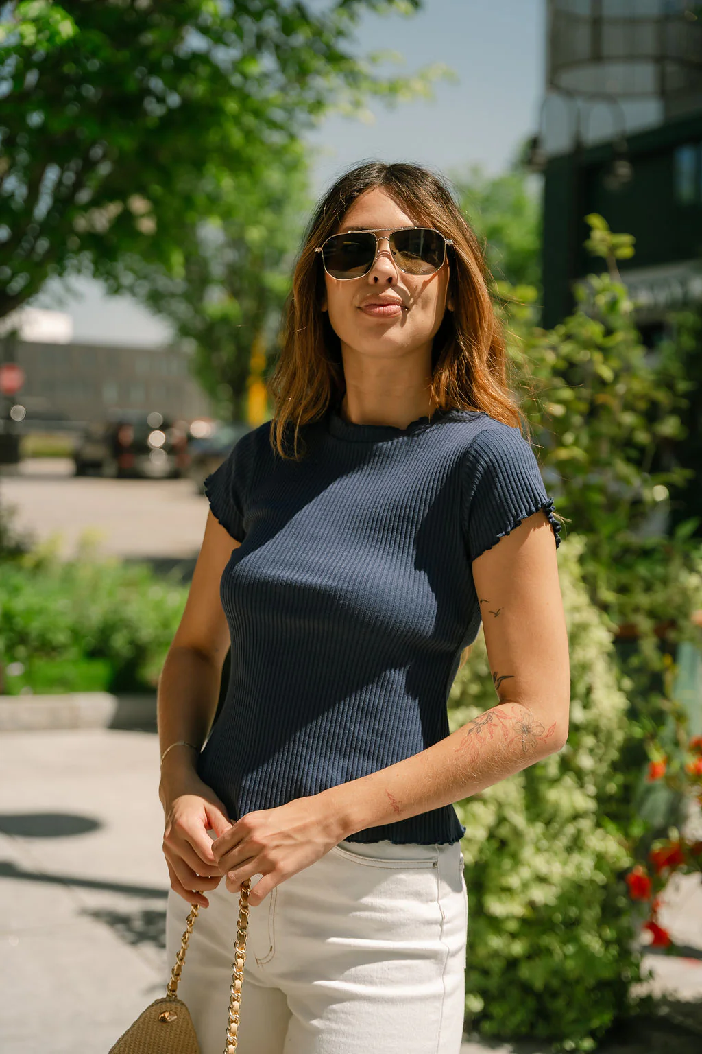 Alexia Navy Blue Lettuce Ruffle Top - Image 2