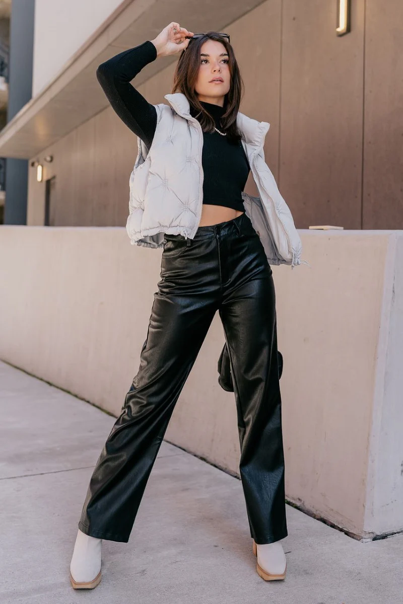 Alexis Black Faux Leather Pants - Image 11