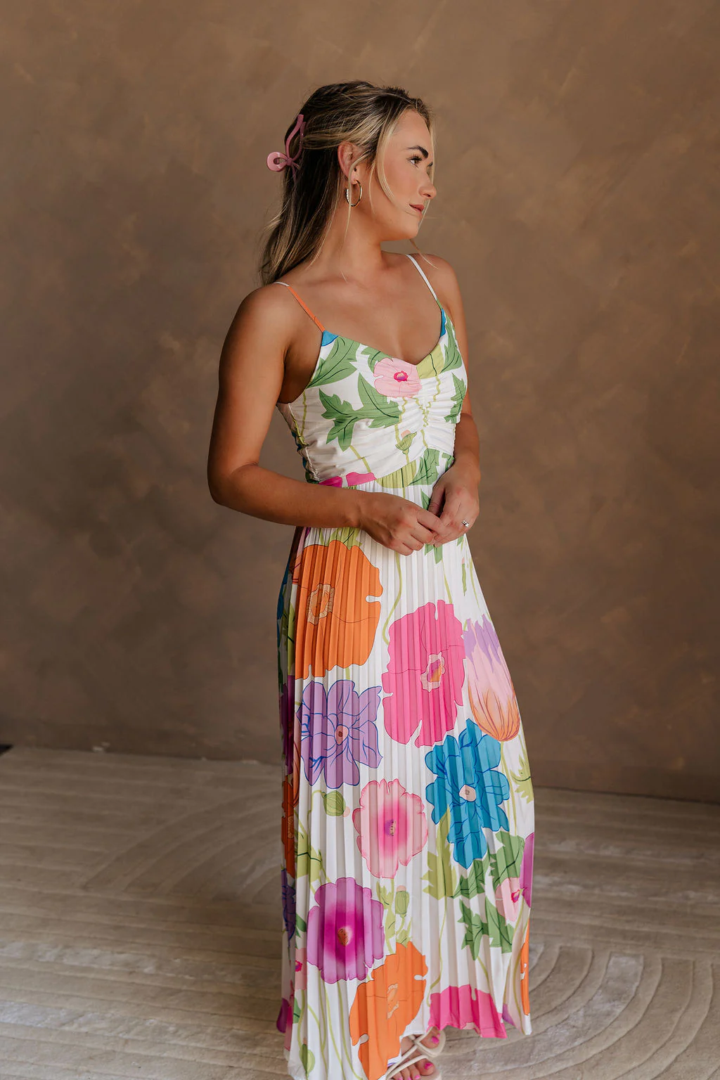 Alia Pleated Floral Maxi Dress - Image 3