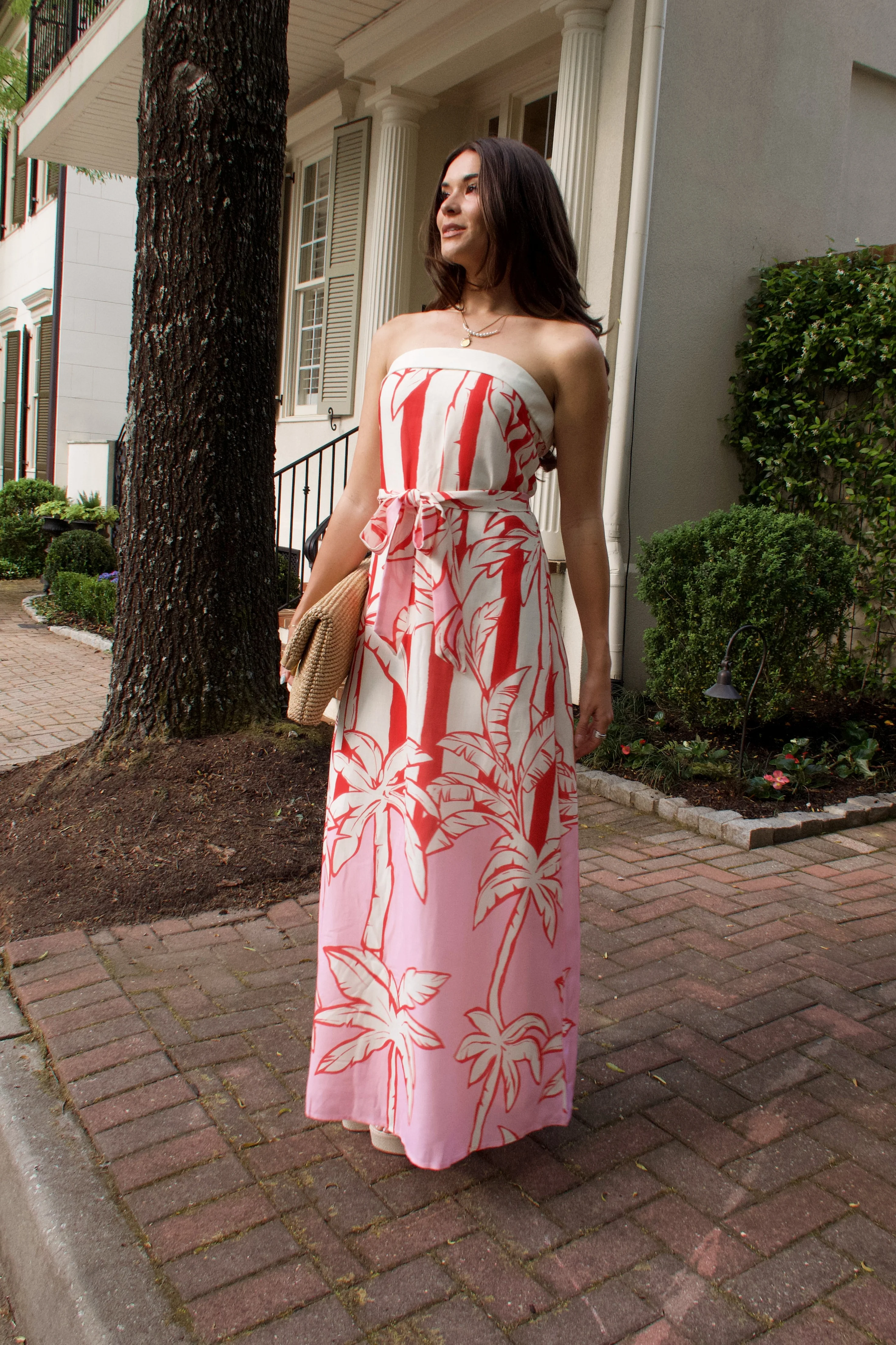 Aliana Ivory Multi Palm Tree Midi Dress - Image 2