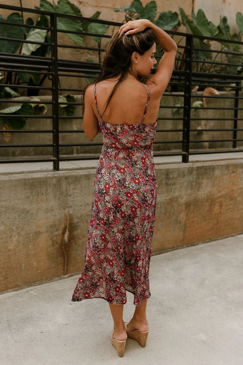 Alice Black & Red Floral Midi Dress - Image 7