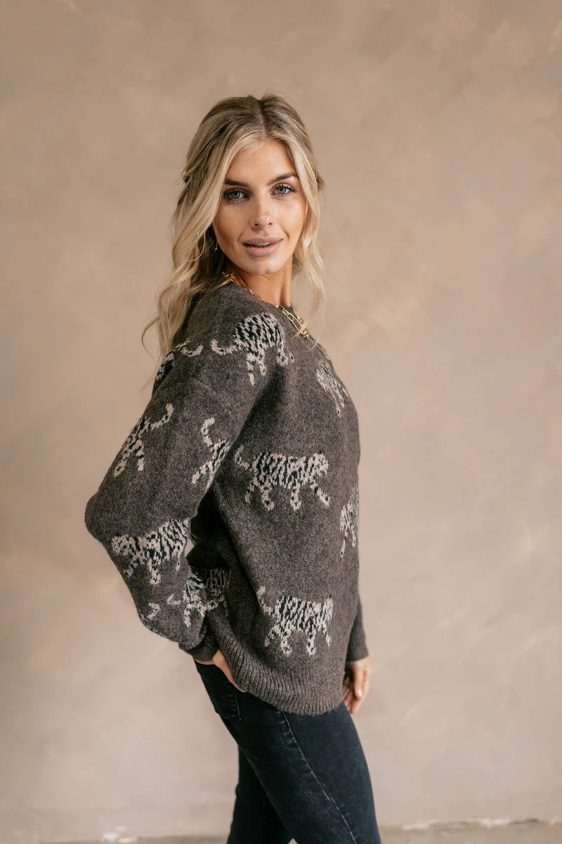 Alice Brown & Cream Leopard Long Sleeve Sweater - Image 5