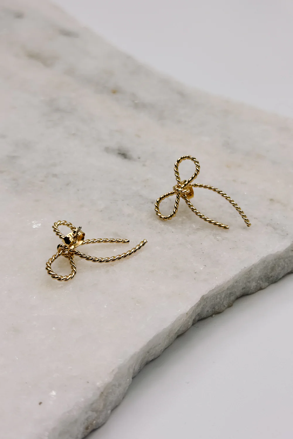 Alice Gold Roped Bow Stud Earring