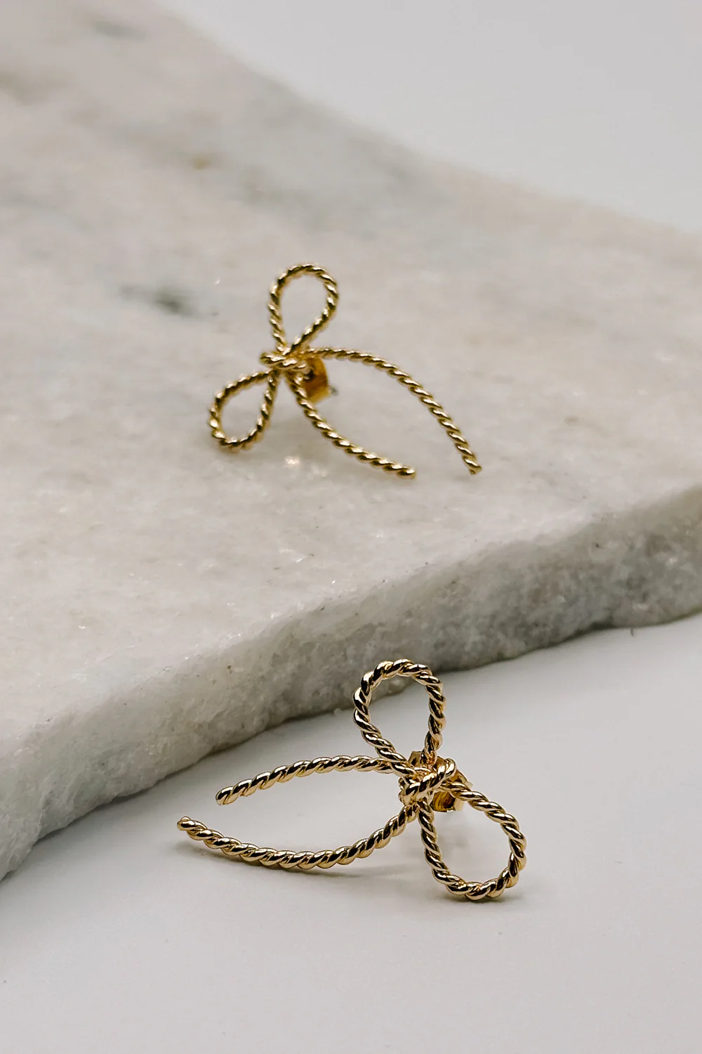 Alice Gold Roped Bow Stud Earring - Image 2