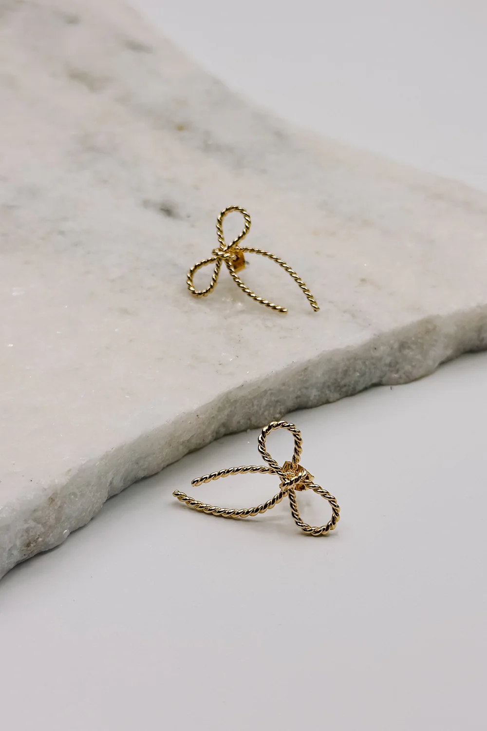 Alice Gold Roped Bow Stud Earring - Image 3