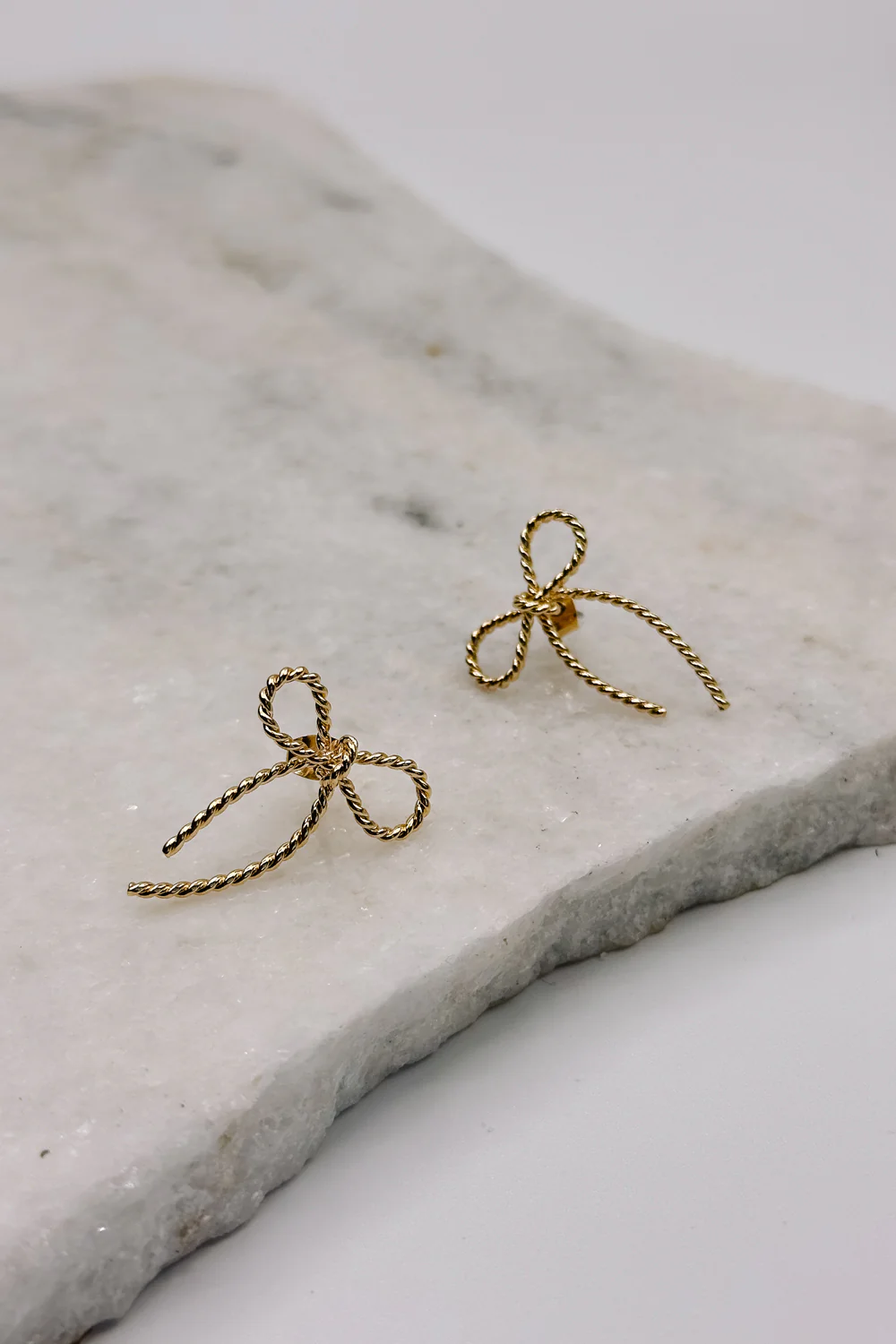 Alice Gold Roped Bow Stud Earring - Image 4