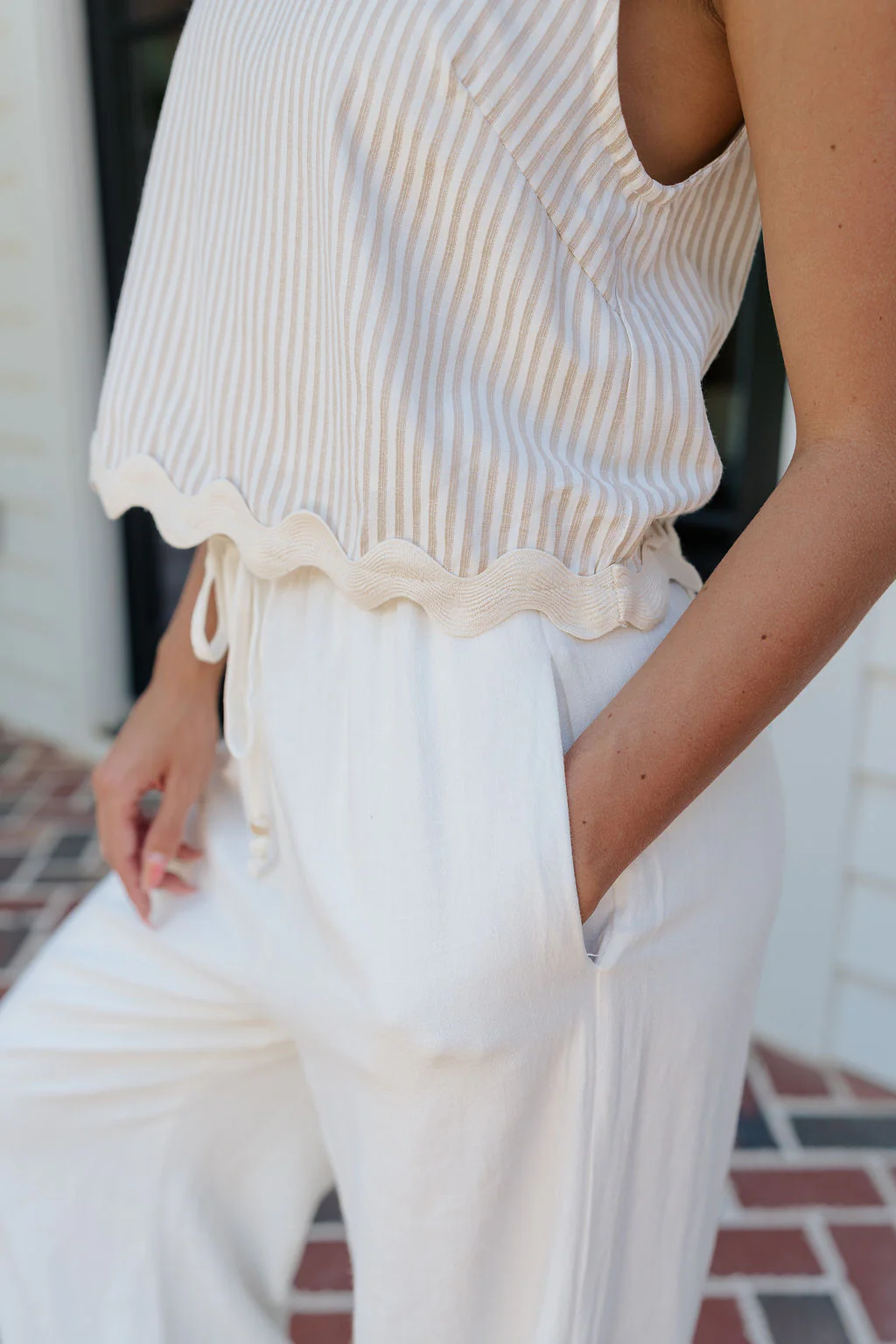 Alice Off White Wide Leg Drawstring Pants - Image 6