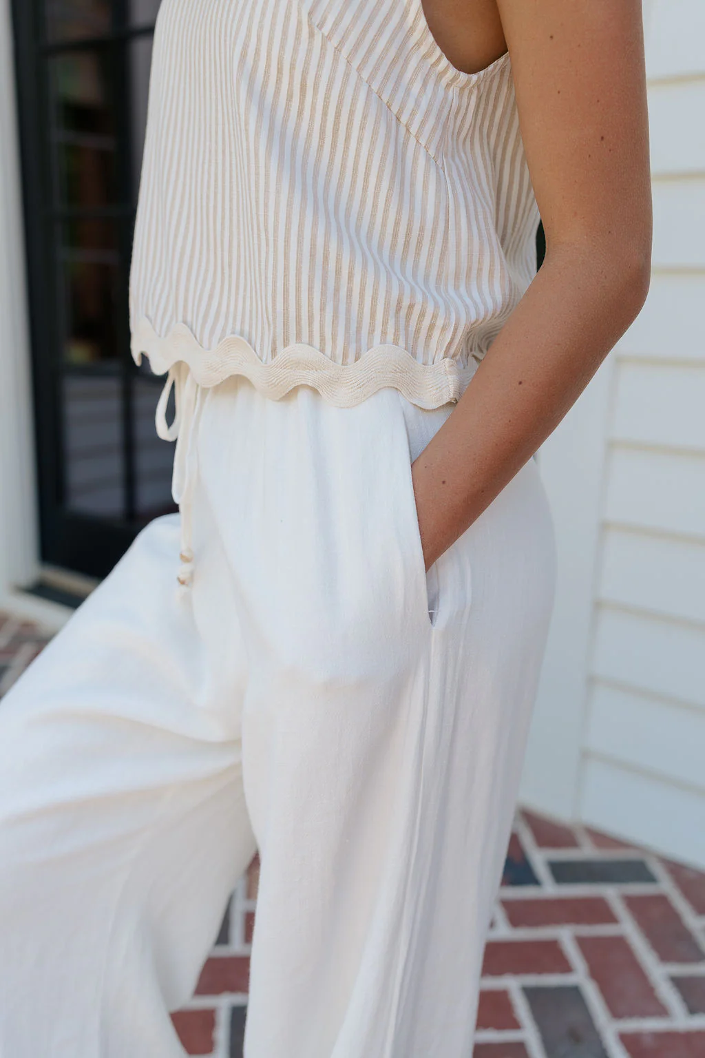 Alice Off White Wide Leg Drawstring Pants - Image 7