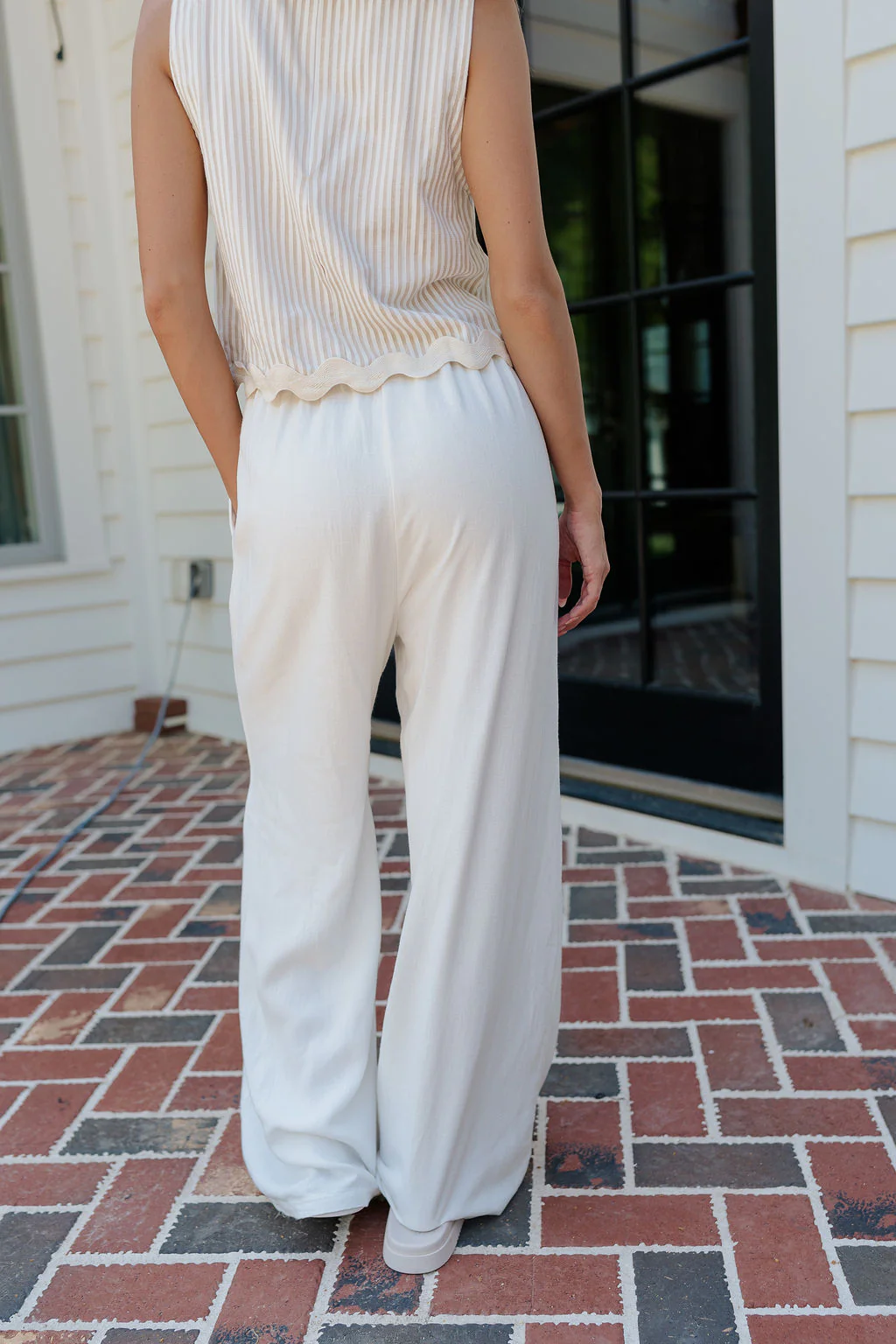 Alice Off White Wide Leg Drawstring Pants - Image 9
