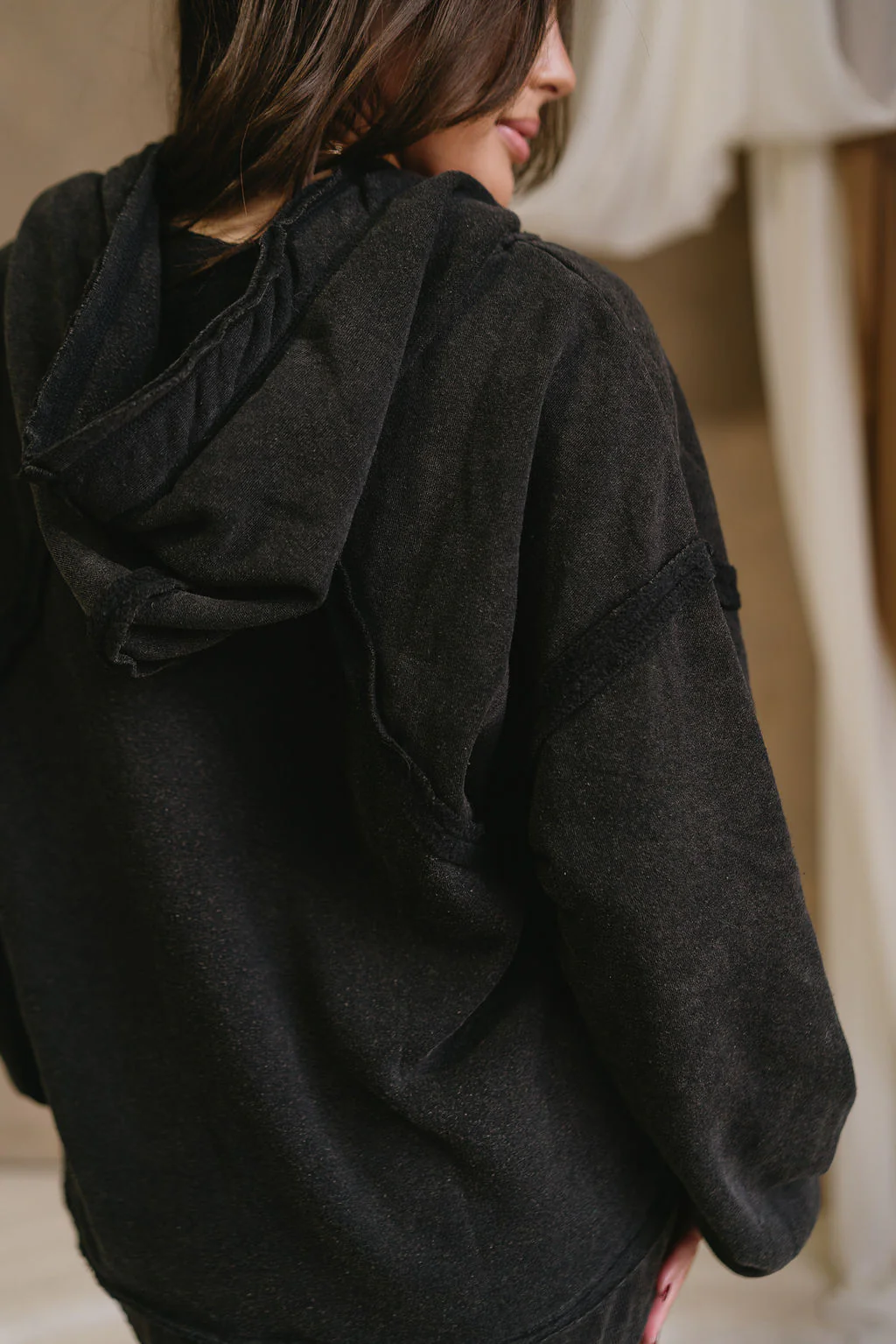 Alice Washed Black Hoodie Sweatshirt - Image 4