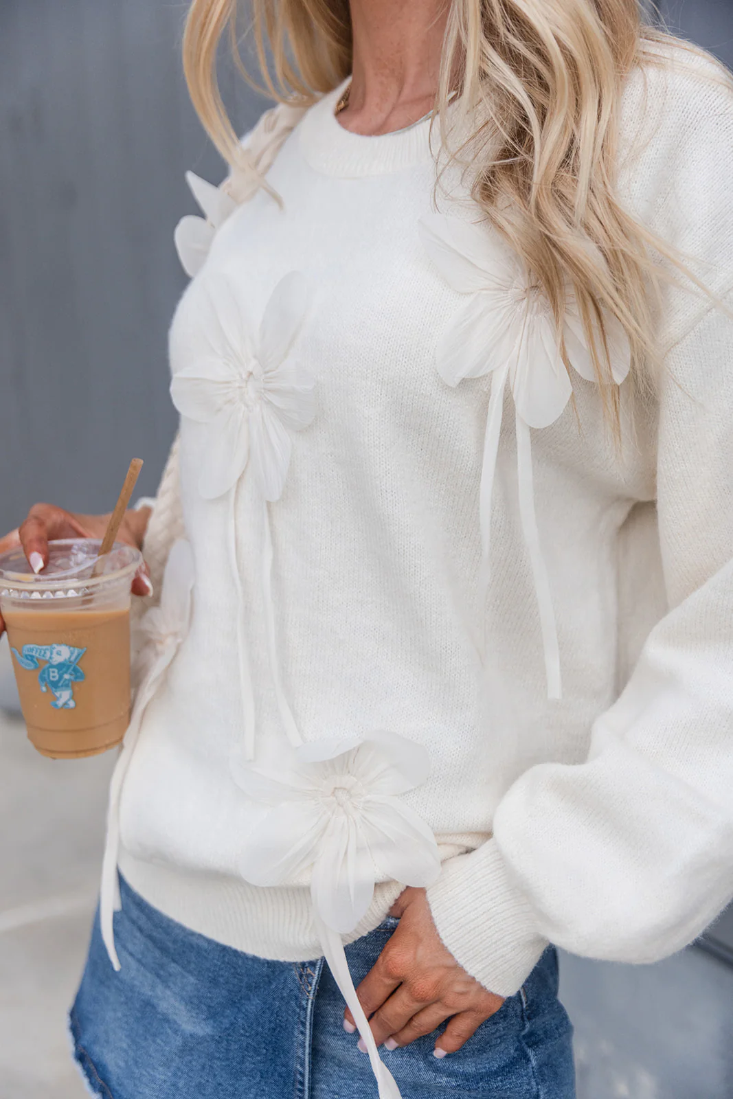 Alice White Floral Long Sleeve Sweater - Image 2