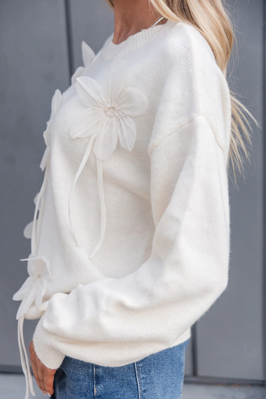 Alice White Floral Long Sleeve Sweater - Image 3