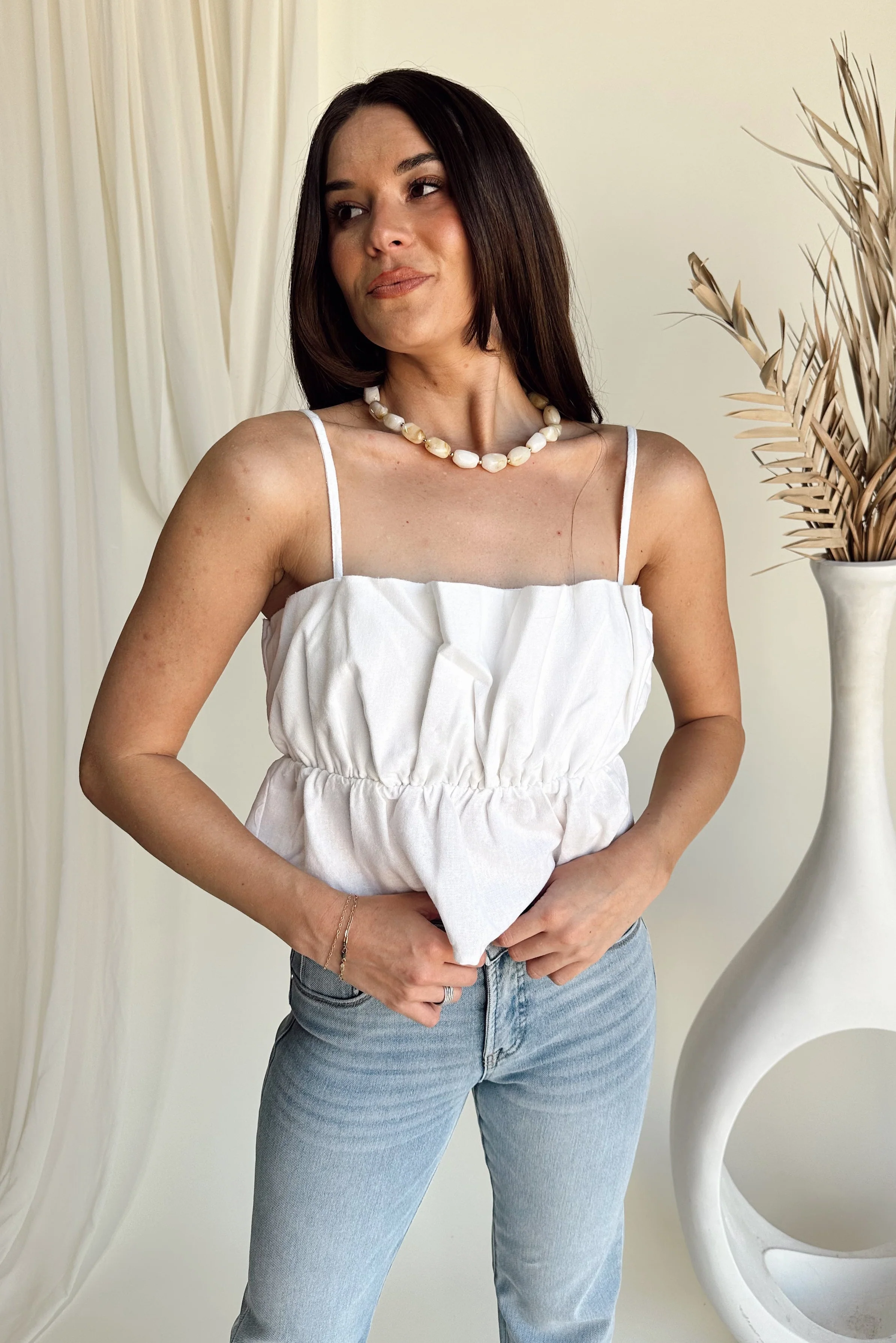 Alice White Ruffle Cropped Tank - Image 2