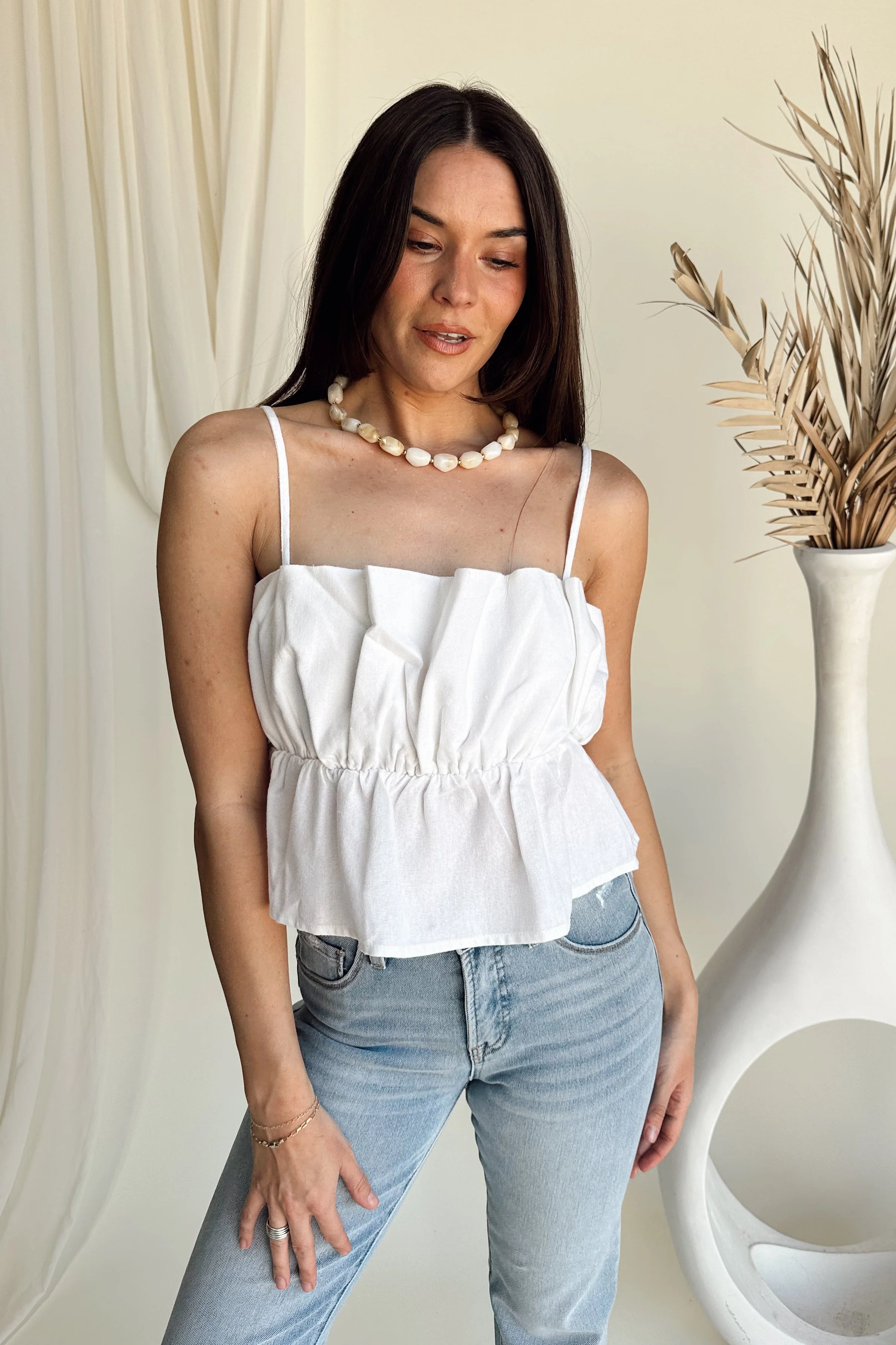 Alice White Ruffle Cropped Tank - Image 3