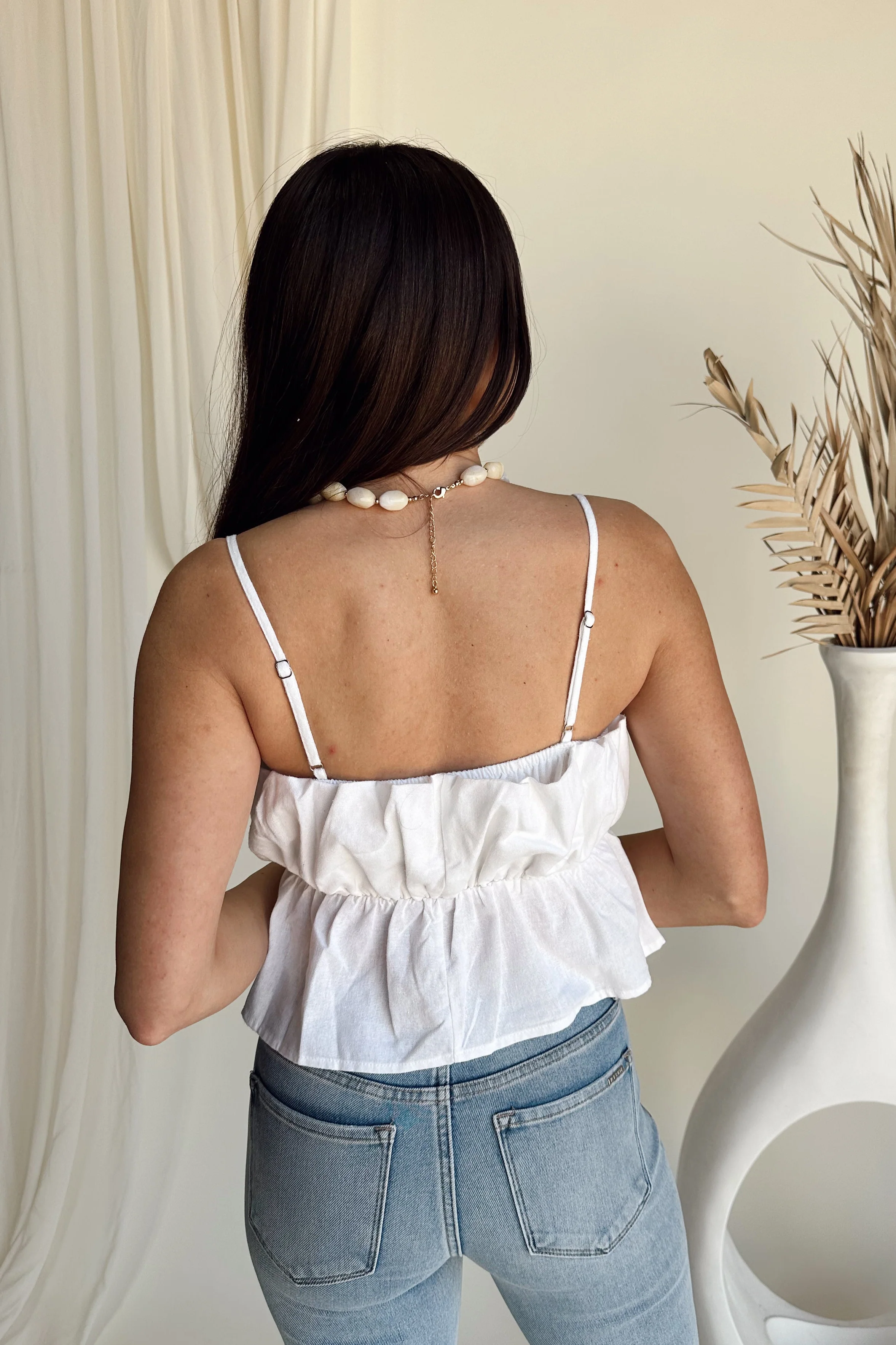 Alice White Ruffle Cropped Tank - Image 5
