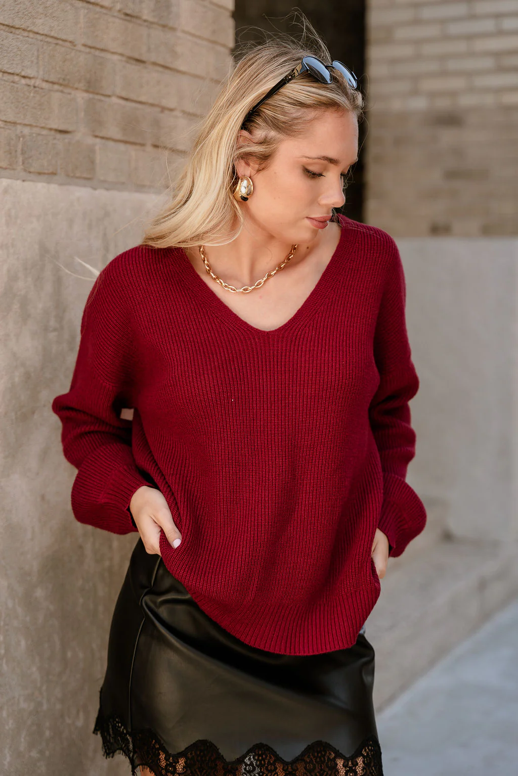 Alicia Deep Red Back Bow Sweater - Image 2