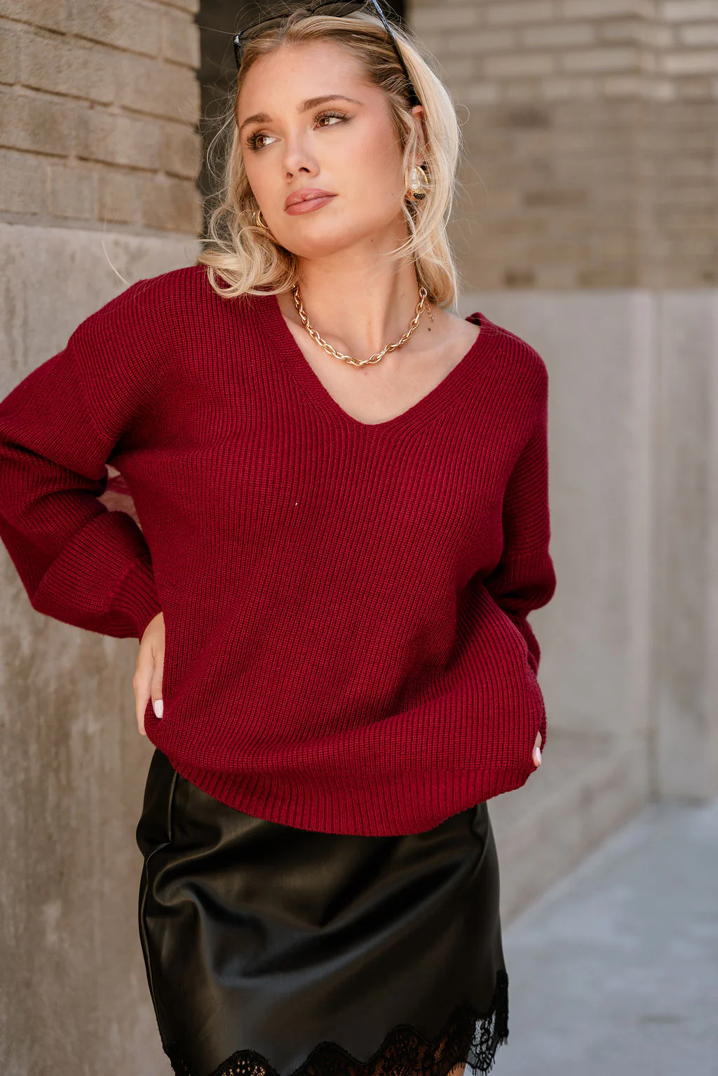 Alicia Deep Red Back Bow Sweater - Image 5