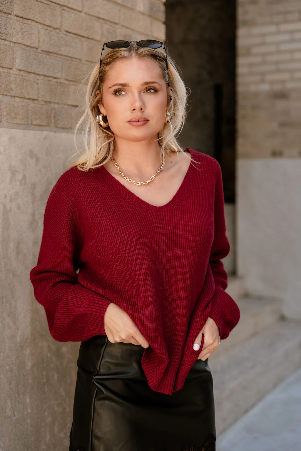 Alicia Deep Red Back Bow Sweater - Image 6