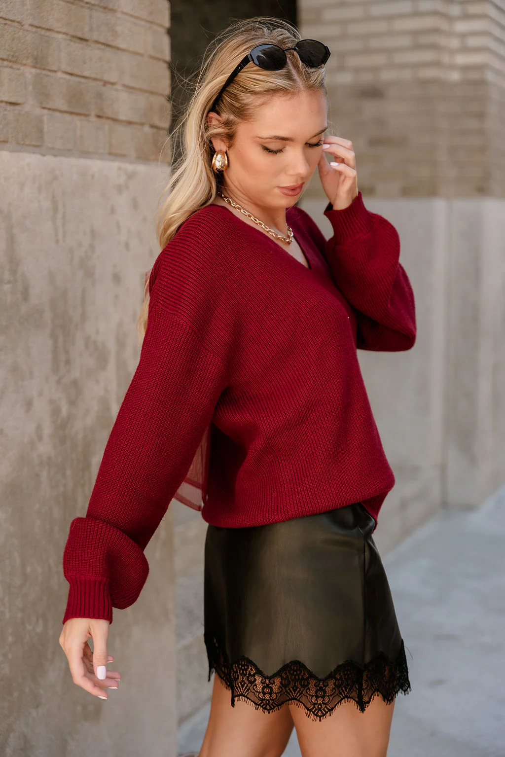 Alicia Deep Red Back Bow Sweater - Image 7
